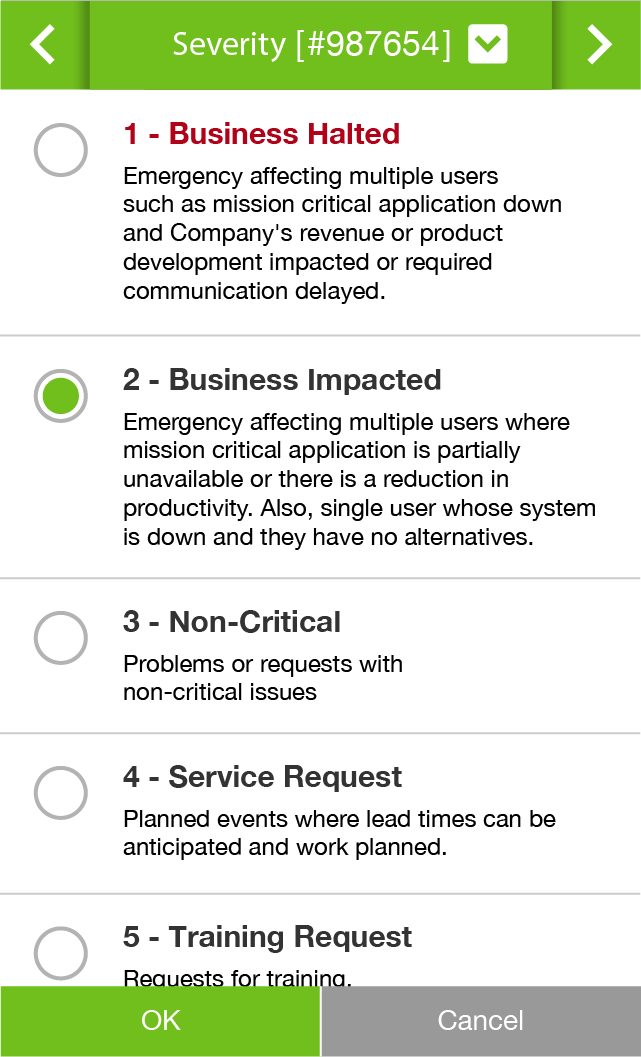 Giva Mobile: Update Severity Level